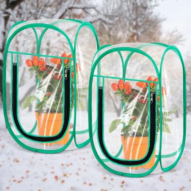 Imagem de Nuanchu Mini capa de estufa pop-up, estufa pequena transparente de PVC com pregos, 30,5 x 30,5 x 50,8 cm, portátil, planta, flores, luz do sol, sala de barraca para jardinagem interna e externa