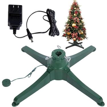 Imagem de Suporte De árvore De Natal Giratório Elétrico, Suporte De Base De árvore De Natal Giratório Estável De 360 °, Suporte De árvore De Natal Artificial Ajustável Com Adaptador De Fonte De Alime