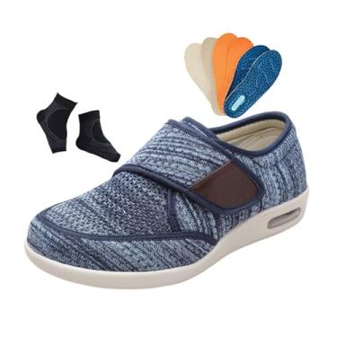 Imagem de Calçado Masculino Para Edema Diabético Calçado Homem Ajustável E Largo Para Caminhada Com Pés Inchados E Diabéticos Antiderrapante Ténis Leves Respiráveis ​​para Caminhada Para Edema(Blue,46 EU)