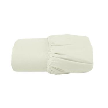 Imagem de Lençol King Avulso Com Elástico 400 Fios 100% Algodão Acetinado Pérola