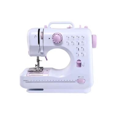 Imagem de Mini Máquina De Costura 12 Pontos Portátil Tomada Pilha Branco
