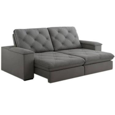 Imagem de Sofá Cuiabá com Molas Ensacadas 4 Lugares Retrátil e Reclinável Tecido Linho 230cm Teixeira Cor Cinza