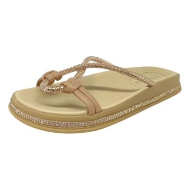 Imagem de Chinelo Feminino Papete Conforto Brilho Flatform Moleca