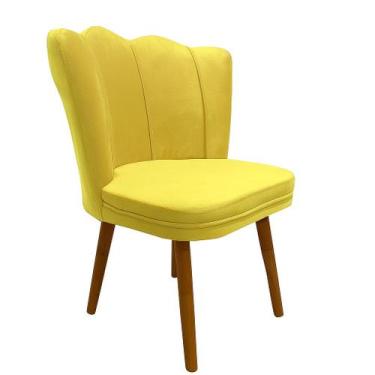 Imagem de Cadeira Pétala Decorativa Tecido Veludo Pés Palito, AMARELO