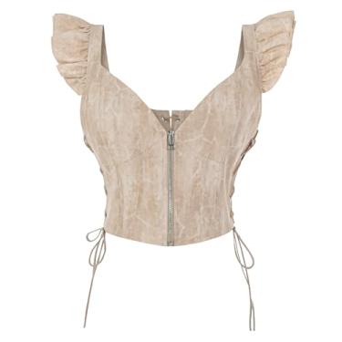 Imagem de NSPSTT Espartilho feminino renascentista, fantasia renascentista, bege, G