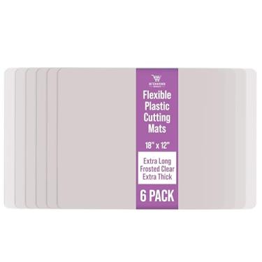 Imagem de Tapetes de corte de plástico transparente fosco flexível extra grosso, 30,48 cm x 45,72 cm, conjunto de 6, da Better Kitchen Products
