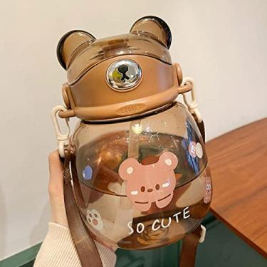 Imagem de Garrafa de água para plástico transparente de grande capacidade bonito suco leite chá copo de água com alça livre de BPA