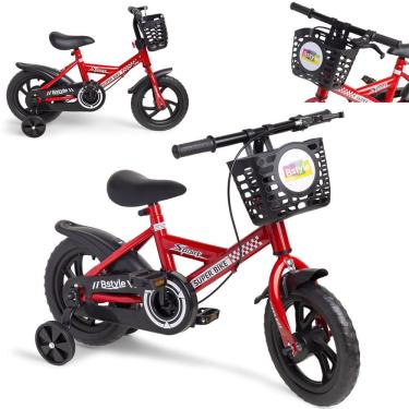 Imagem de Bicicleta Infantil Aro 12 Vermelha Baby Style Speedy com Rodinhas Removíveis Cesto Cestinha Menino Menina Freio Seguro Passeio