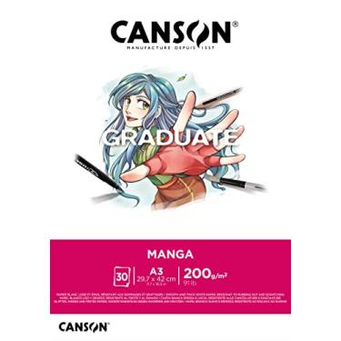 Imagem de CANSON Graduate Manga, Bloco de Papel A3 para Desenho, 30 Folhas, 200g/m², 29,7x42cm, Branco