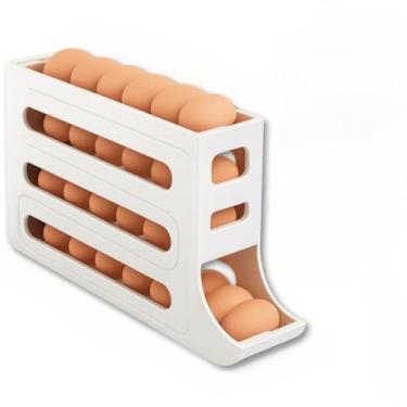 Imagem de Organizador Porta Ovos para Geladeira com Gaveta Deslizante - Acesso Fácil para Ovos, Economiza Espaço e Organiza(1 PEÇA 4 ANDARES)