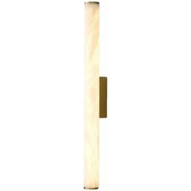 Imagem de WLHAZMWY Candeeiro de parede minimalista todo em mármore de cobre - Arandelas de luxo modernas para sala de estar, lâmpada de quarto corredor elegante faixa longa (H40 cm, ouro)