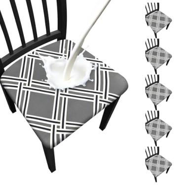 Imagem de Fafua Capas de assento impermeáveis para cadeiras de sala de jantar, conjunto de 6, capas elásticas removíveis para cadeiras de jantar, cozinha, hotel, festa