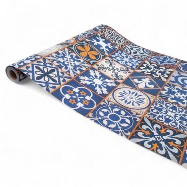 Imagem de Papel de Parede 5 Metros Autoadesivo Ladrilho Azul Realista - MultiA