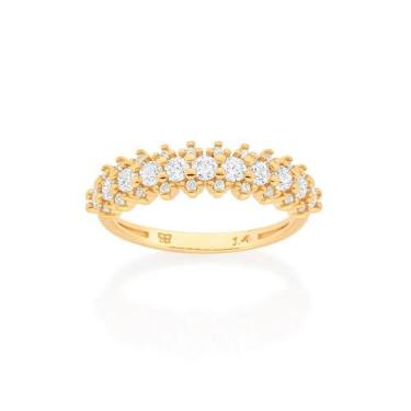 Imagem de Anel Meia Aliança Cravejado Zircônia - Rommanel 513320, Dourado, 14
