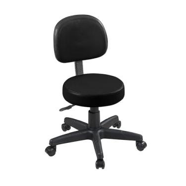 Imagem de Cadeira Mocho em Corano Estética c/Encosto Girátoria e Regulagem De Altura (PRETO 311)