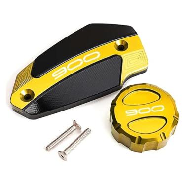 Imagem de Compatível com Z900 Z 900 ABS 2017-2024 2023 tampa do reservatório de fluido de freio dianteiro traseiro acessórios da tampa de enchimento de óleo do motor (dianteiro traseiro dourado)