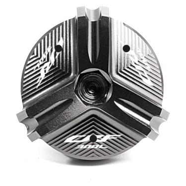 Imagem de Acessórios de motocicleta Tampa do reservatório de fluido de freio dianteiro e tampa de enchimento de óleo do motor compatível com CRF300L CRF 300 L CRF 300L 2021 2022 (tampa de óleo - cinza)