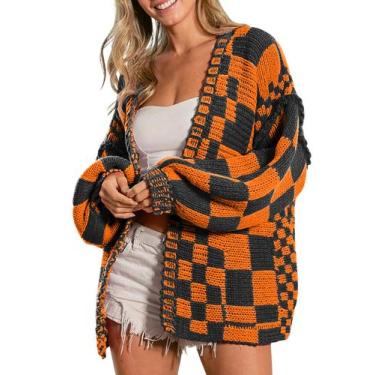 Imagem de Suéter SELINK Halloween Laranja Chunky Knit Cardigan XL
