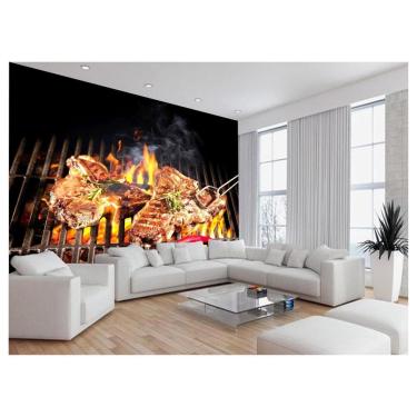 Imagem de Papel De Parede Alimentos Carne Churrasco Fogo 3,5M Al307
