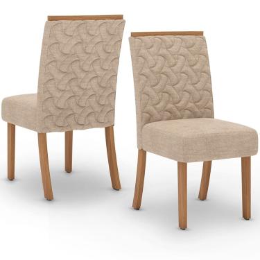 Imagem de Kit 2 Cadeiras Estofadas Sala De Jantar Esther Suede Creme Henn