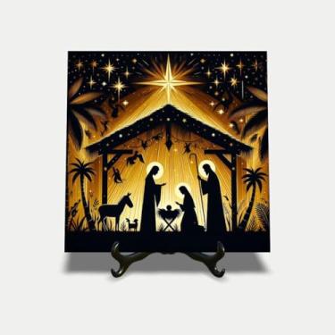 Imagem de Quadro azulejo 15x15cm presépio nascimento menino Jesus 25EI