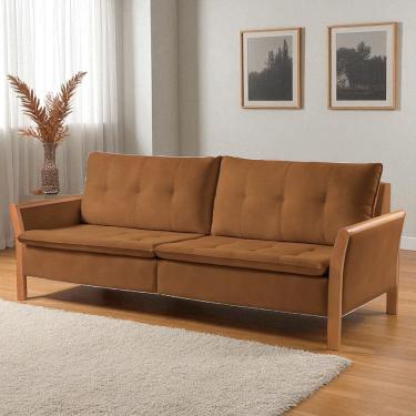 Imagem de Sofá Fixo Matteo 4 Lugares Luxo 2,40m Castellar Móbile Sintético Caramelo