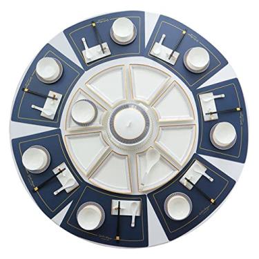 Imagem de Prato de mesa redonda combinado de cerâmica para uso doméstico, conjunto de pratos, tigelas, jantar de reunião (D conforme mostrado)