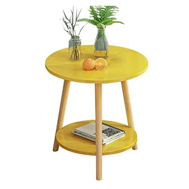 Imagem de Mesa de centro mesa de centro moderna minimalista mesa de centro sala de estar quarto multifuncional mesa pequena de dois andares mesa de cabeceira (amarela) mesa de quarto