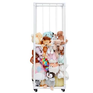 Imagem de Luocute Organizador de Armazenamento de Animais de Pelúcia de Camada Dupla Gaiola de Brinquedos de Pelúcia de PVC, Zoológico de Brinquedos de Capacidade Extra Grande, Fundo e Lateral de