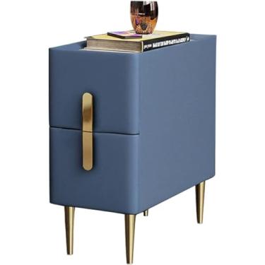 Imagem de Mesa de cabeceira inteligente, armário de cabeceira com gavetas, madeira branca, mesa de cabeceira, ardósia nórdica italiana 2 cinza, mini armário ultra estreito pequeno 30 x 40 x 50 cm