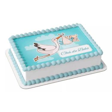 Imagem de Papel arroz para bolo  festa comemoração  chá de bebê cegonha trazendo