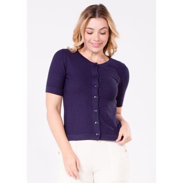 Imagem de Blusa Manga Curta Pau a Pique Modal Básica Azul Marinho