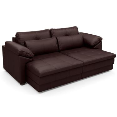 Imagem de Sofá Retrátil Para Sala de Estar 3 Lugares 250cm Riza S03 Couro Caramelo - Lyam Decor