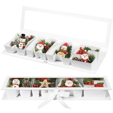 Imagem de AceOrbit Caixa de presente de Natal vazia papai avó caixa de flores em forma de carta de papelão com tampa caixas de palavras preenchíveis Natal Dia das Mães presente decorativo para chocolate (branco