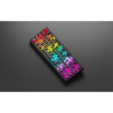 Imagem de GK GAMAKAY Conjunto de teclas de 100 teclas, estampa cruzada lateral impressa com brilho através de teclas, perfil cereja original de sublimação térmica PBT para teclado de jogos layout 61/68/75/87