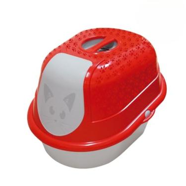 Imagem de BANDEJA HIGIÊNICA PARA GATOS CAIXA DE AREIA FECHADA GRANDE CAT TOALETE FILTRO ANTIODOR FURACÃO PET (VERMELHO)