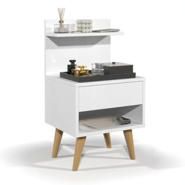 Imagem de Mesa de cabeceira quarto Luxo Prateleira e nicho(BRANCO)