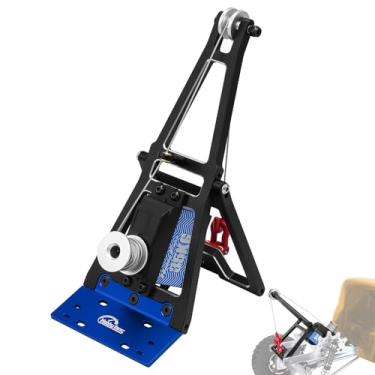 Imagem de Hobby Fans Aluminum RC Winch Double Stent Rescue Set Truck Tow Crane Arm Wrecker Kit with 360° 35KG Servo for 1/10 SCX10 TRX4 RC Crawler and Trailer RC Upgrade Parts (Black & Blue)