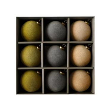 Imagem de UGPLM 9 peças enfeites de árvore de Natal bola de veludo criativo 8 cm resistente presente atencioso lâmpadas de Natal decorações para festa de janela, Verde Cinza