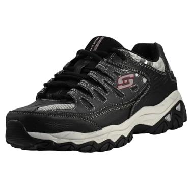 Imagem de Skechers Tênis masculino Afterburn M. Fit – cabedal de couro, palmilha de espuma viscoelástica, sola de borracha, Carvão/Preto, 11.5 X-Wide