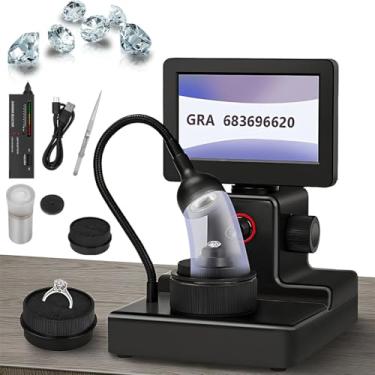 Imagem de Microscópio digital de 4,3'' para adultos, visualizador digital de cinto de diamante com luzes LED, ampliação de 50-1500X, identificação precisa, para visualizador de inscrição de diamante
