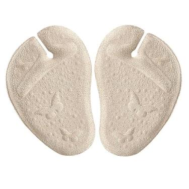 Imagem de Almofadas de metatarso de gel para chinelos de dedo dental, inserções de almofada no antepé, almofadas de aderência da bola do pé para suporte do metatarso e alívio da dor, antiderrapante, 1 par/bege