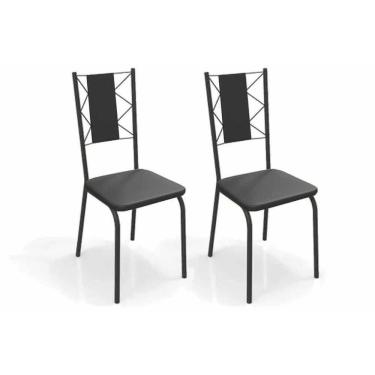 Imagem de Kit 2 Cadeiras De Cozinha Lisboa 2c076prf Aço 2 Un Preto-ano Preto - Kappesberg