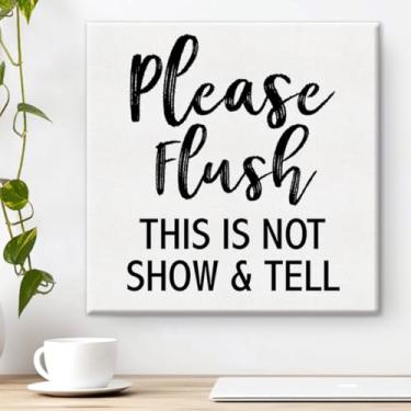 Imagem de Arte de parede de aviso de banheiro fossa séptica apenas nivelada impressão de papel higiênico pôster emoldurado rústico casa banheiro decoração 20 x 20 cm