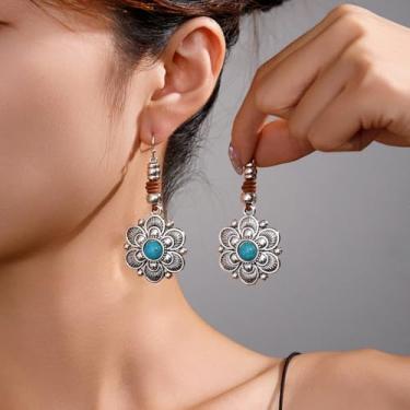 Imagem de Brincos turquesa turquesa para mulheres, brincos boêmios, boêmios, joias boho