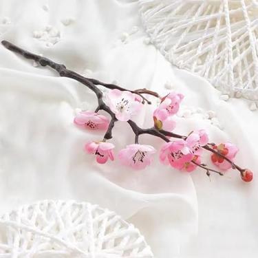 Imagem de 1 vaso de flores artificiais de ameixa de inverno, buquê de decoração de casamento, escritório familiar. (rosa)