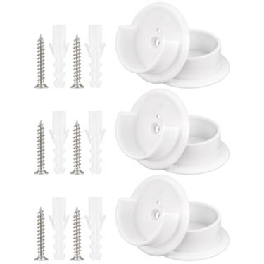 Imagem de YBEATY 6 suportes de poste de armário, barra de tensão, suporte de varão de tubo de guarda-roupa, suporte de trilho de plástico, acessórios com parafusos para banheiro, casa, chuveiro, roupas