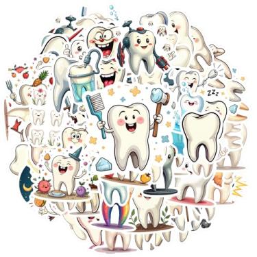 Imagem de 70 peças adesivos com tema de dente S adesivos de graffiti de brinquedo, desenhos animados, desenhos animados, estilizados para guitarra, laptop, capacete, skate, faça você mesmo, telefone, laptop