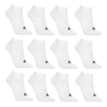 Imagem de Kit Meia Cano Curto Adidas Casual - 12 Pares, Branco, Preto, G