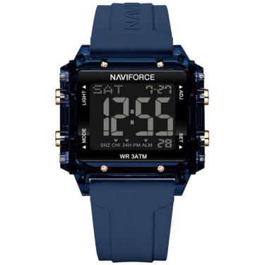Imagem de Relógio Esportivo Feminino Quadrado Digital Pulseira De Silicone Azul Marinho